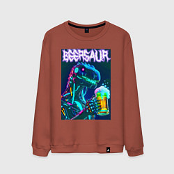 Свитшот хлопковый мужской Neon cyber beersaur - neon glow fantasy, цвет: кирпичный