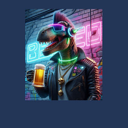 Свитшот хлопковый мужской Dinosaur dude with a beer mug wearing headphones a, цвет: тёмно-синий — фото 2