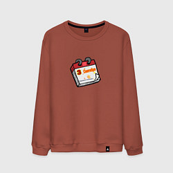 Свитшот хлопковый мужской Календарь перевернутый - 3 сентября, цвет: кирпичный