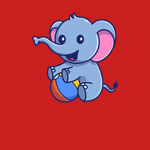 Мужской свитшот Слон играет в мяч / Красный – фото 3