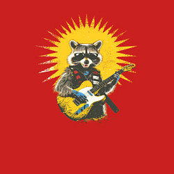 Свитшот хлопковый мужской Енот рокер, цвет: красный — фото 2