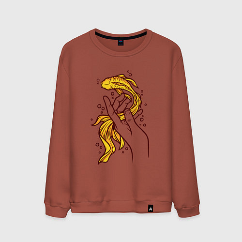 Мужской свитшот Золотая рыбка / Кирпичный – фото 1