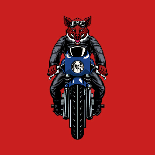 Мужской свитшот Кабан байкер / Красный – фото 3