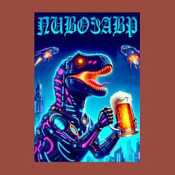 Свитшот хлопковый мужской Пивозавр из будущего - киберпанк, цвет: кирпичный — фото 2