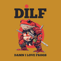 Свитшот хлопковый мужской DILF damn I love frogs, цвет: горчичный — фото 2