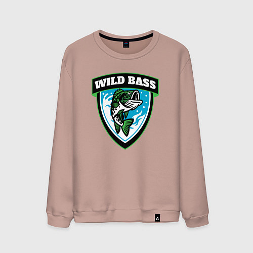 Мужской свитшот Wild bass fishing / Пыльно-розовый – фото 1