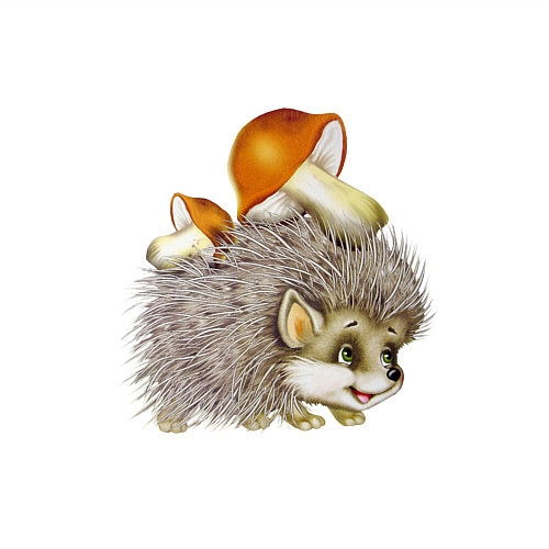 Мужской свитшот Добрый ежик с грибами / Белый – фото 3