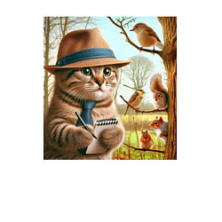 Свитшот хлопковый мужской Кот журналист - нейроарт, цвет: белый — фото 2