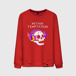 Свитшот хлопковый мужской Within Temptation - неоновый череп, цвет: красный