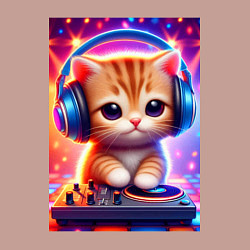 Свитшот хлопковый мужской Cutie kitten DJ - neon glow, цвет: пыльно-розовый — фото 2