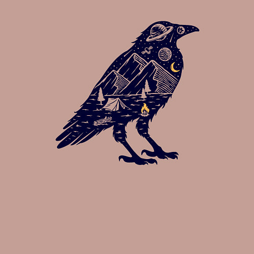 Мужской свитшот Ворон путешественник / Пыльно-розовый – фото 3