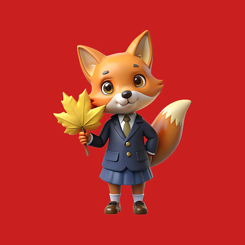 Мужской свитшот Лисичка в школьной форме / Красный – фото 3