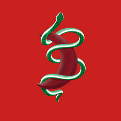 Свитшот хлопковый мужской Змея вокруг красной луны, цвет: красный — фото 2