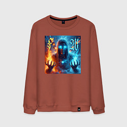 Мужской свитшот Fire and water - neon glow