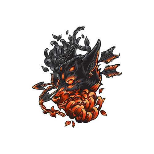 Мужской свитшот Волк с цветком / Белый – фото 3