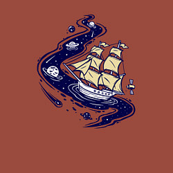 Свитшот хлопковый мужской Парусник в космосе, цвет: кирпичный — фото 2