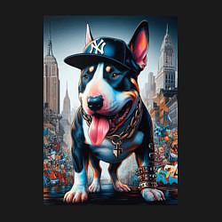 Свитшот хлопковый мужской Funny bull terrier in New York - ai art, цвет: черный — фото 2