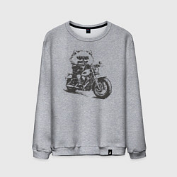 Мужской свитшот Шпиц байкер на мотоцикле на чоппере