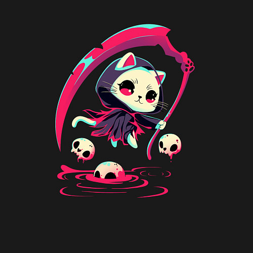 Мужской свитшот Котик с косой / Черный – фото 3