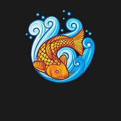 Свитшот хлопковый мужской Золотая рыбка в море, цвет: черный — фото 2