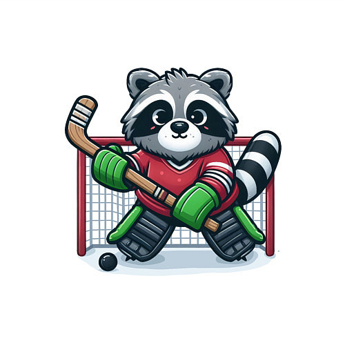 Мужской свитшот Енот хоккеист вратарь / Белый – фото 3