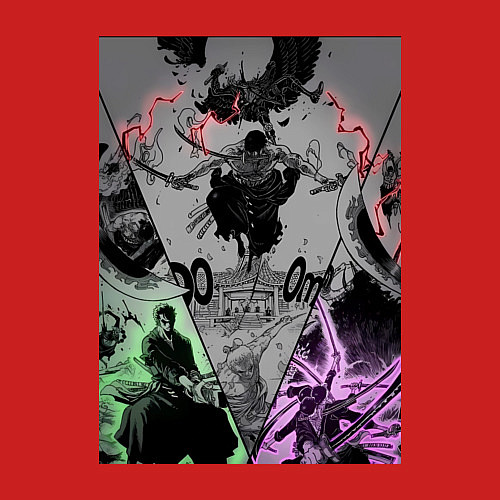 Мужской свитшот Ван-Пис Зоро Ророноа пират / Красный – фото 3