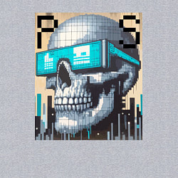 Свитшот хлопковый мужской Pixel skull - ai art fantasy, цвет: меланж — фото 2