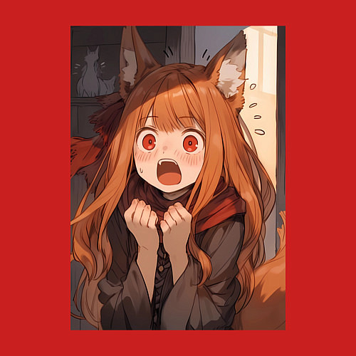 Мужской свитшот Волчица и пряности Холо удивление / Красный – фото 3