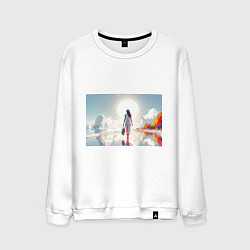 Мужской свитшот Девушка на фантастическом пляже