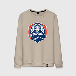 Свитшот хлопковый мужской Индеец вождь, цвет: миндальный