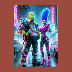 Свитшот хлопковый мужской Marge and Homer in the pouring rain - cyberpunk, цвет: кирпичный — фото 2
