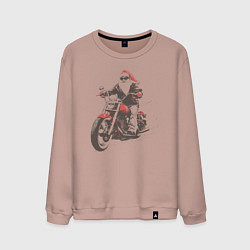 Мужской свитшот Дед мороз на мотоцикле чоппере