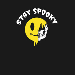 Свитшот хлопковый мужской Stay spooky смайл эмодзи, цвет: черный — фото 2