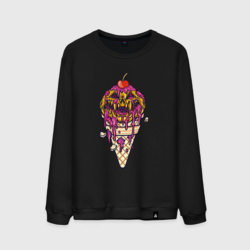 Мужской свитшот Страшное мороженое / Черный – фото 1