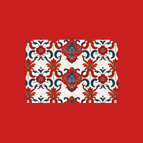 Мужской свитшот Узор красно-синий на белом фоне / Красный – фото 3