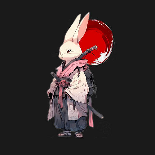 Мужской свитшот Заяц ронин / Черный – фото 3