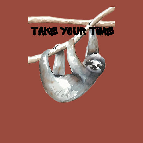 Мужской свитшот Ленивец не торопись / Кирпичный – фото 3