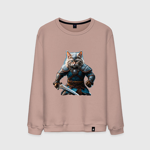 Мужской свитшот Кот викинг / Пыльно-розовый – фото 1