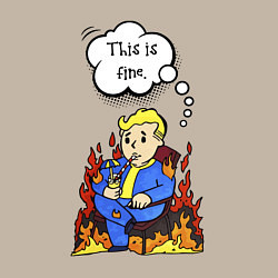 Свитшот хлопковый мужской Vault boy in the fire, цвет: миндальный — фото 2