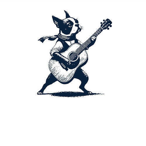 Мужской свитшот Бостон-терьер играет на гитаре / Белый – фото 3