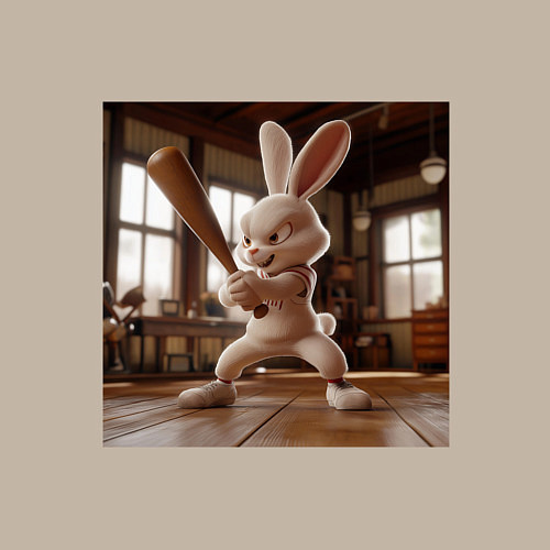 Мужской свитшот Заяц и бейсбол / Миндальный – фото 3