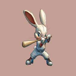 Свитшот хлопковый мужской Бейсбольный зайчик, цвет: пыльно-розовый — фото 2