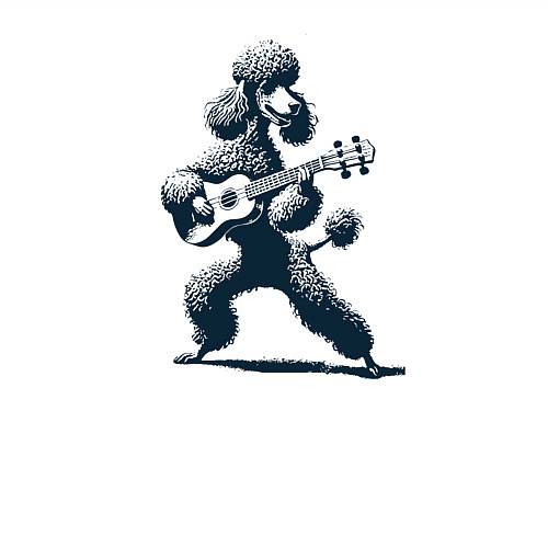 Мужской свитшот Пудель играет на гитаре укулеле / Белый – фото 3