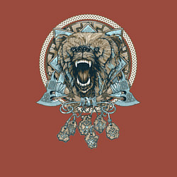 Свитшот хлопковый мужской Медведь и обереги, цвет: кирпичный — фото 2