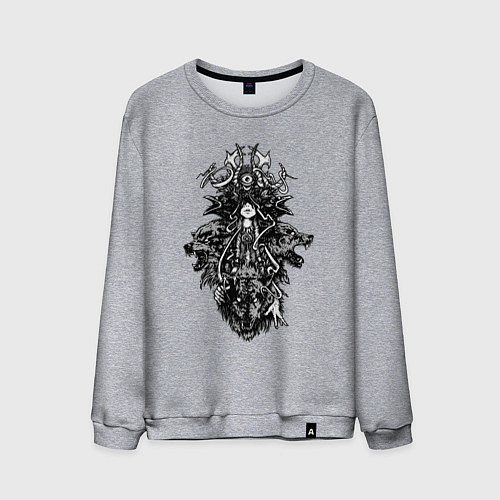 Мужской свитшот Шаманка и духи природы / Меланж – фото 1