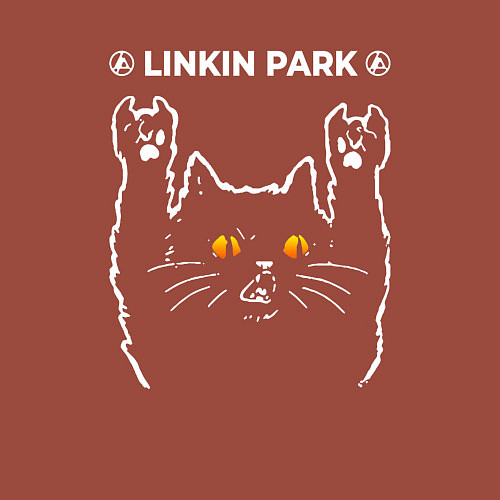 Мужской свитшот Linkin Park 2024 rock cat / Кирпичный – фото 3