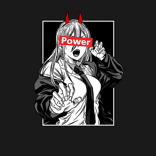 Мужской свитшот Пауэр - манга Человек-бензопила / Черный – фото 3