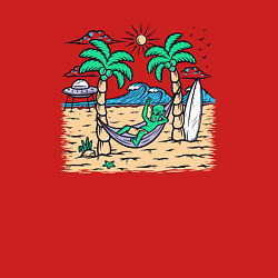 Свитшот хлопковый мужской Инопланетянин на пляже, цвет: красный — фото 2