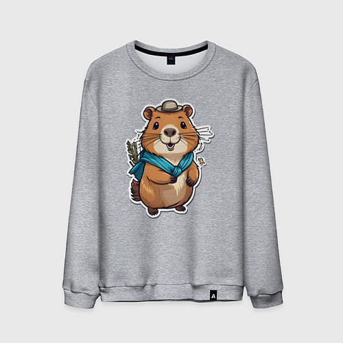 Мужской свитшот Счастливая капибара / Меланж – фото 1