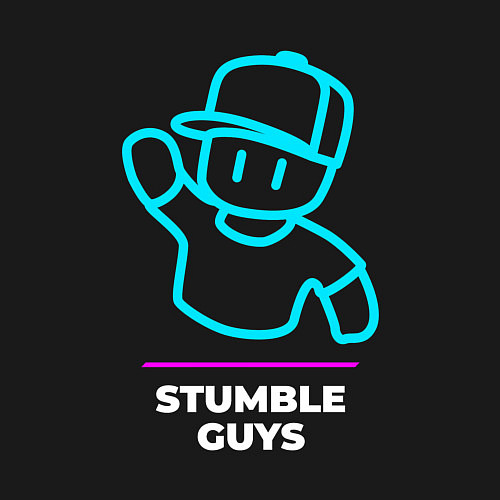 Мужской свитшот Символ Stumble Guys в неоновых цветах / Черный – фото 3